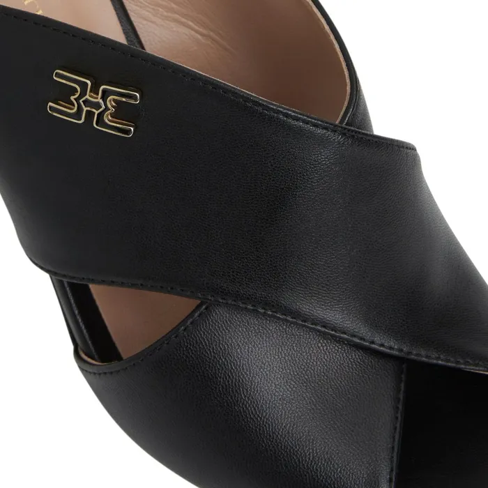 Bruno Magli FATIMA Cross Band Heel BLACK Women Sandals and Slides