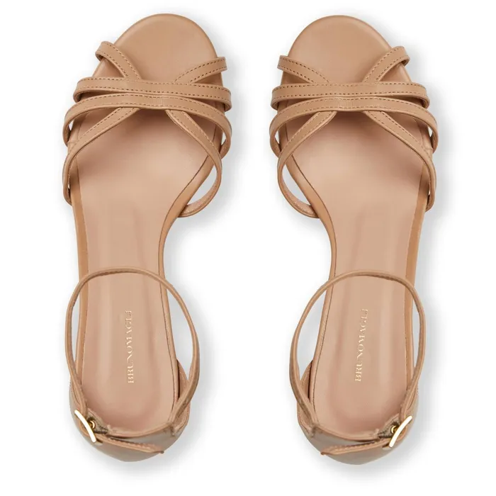 Bruno Magli FELICITY Strapped Sandal Low Heel SAND Women Sandals and Slides