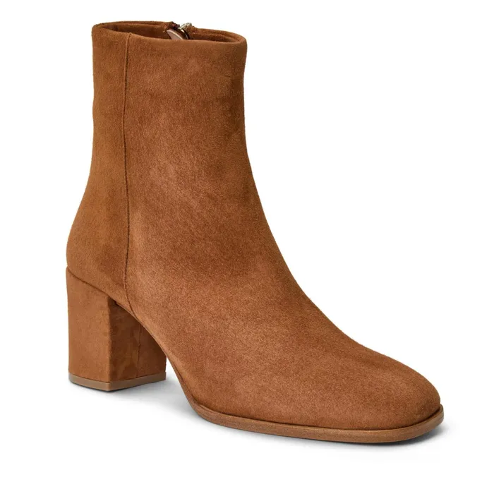 Bruno Magli Fenice Side Zip Boot Cognac Suede Women Boots