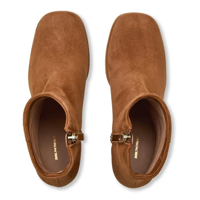 Bruno Magli Fenice Side Zip Boot Cognac Suede Women Boots