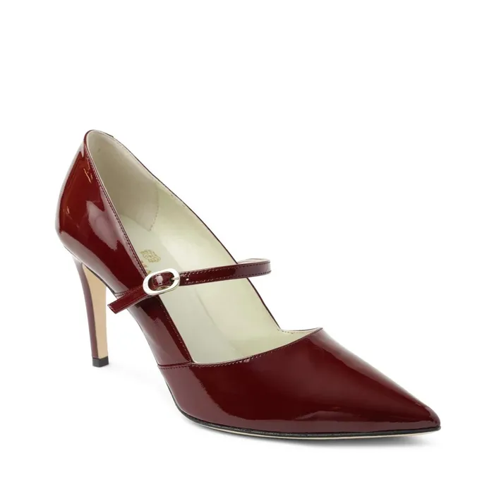 Bruno Magli Gemma MaryJane Leather Pump 8211 Bordeaux Patent Women Heels