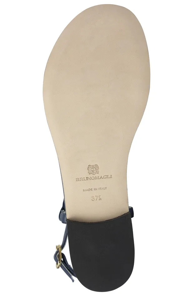 Bruno Magli Marina Leather Embellished Thong Sandal 8211 Navy Women Sandals and Slides