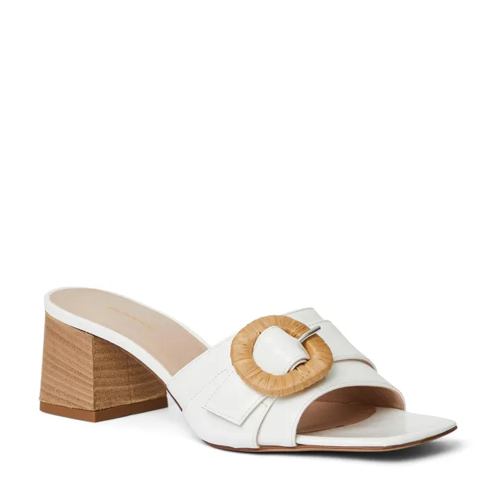 Bruno Magli PAGE Single Band Sandal WHITE PATENT Women Sandals and Slides