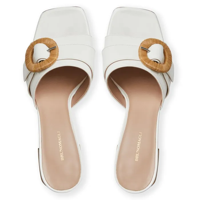 Bruno Magli PAGE Single Band Sandal WHITE PATENT Women Sandals and Slides