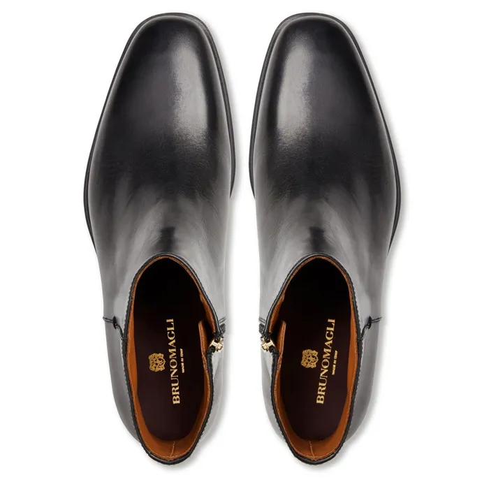 Bruno Magli Raging Leather Side Zip BootBlack Men Dress Shoes