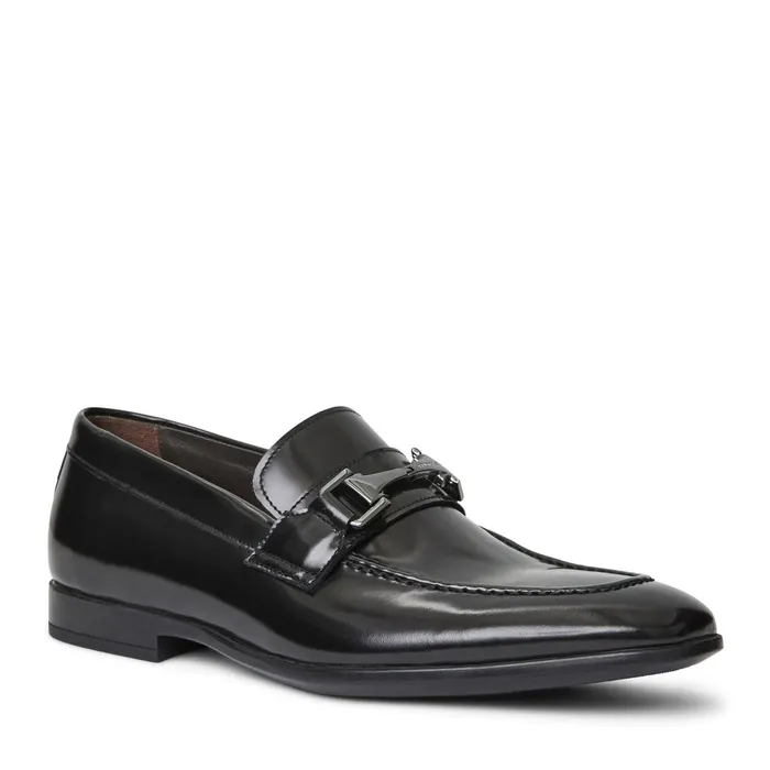 Bruno Magli Saffo Slip On Black Bit Loafer Black Leather Men Dress Shoes