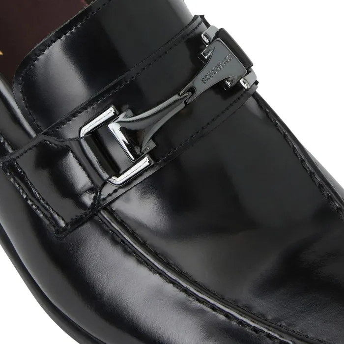 Bruno Magli Saffo Slip On Black Bit Loafer Black Leather Men Dress Shoes