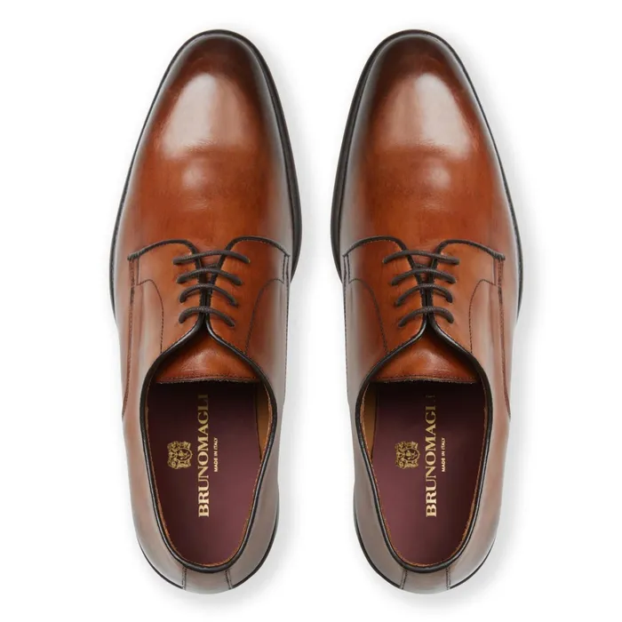 Bruno Magli Salerno Derby Cognac Leather Men Laceups and Oxfords