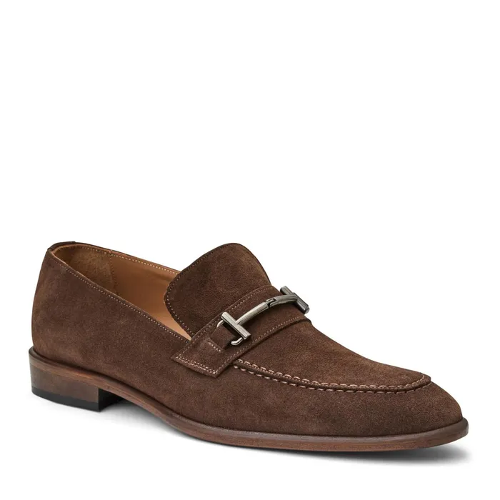 Bruno Magli Sante Double Gore Classic Bit LoaferBrown Suede Men Loafers and Slipons