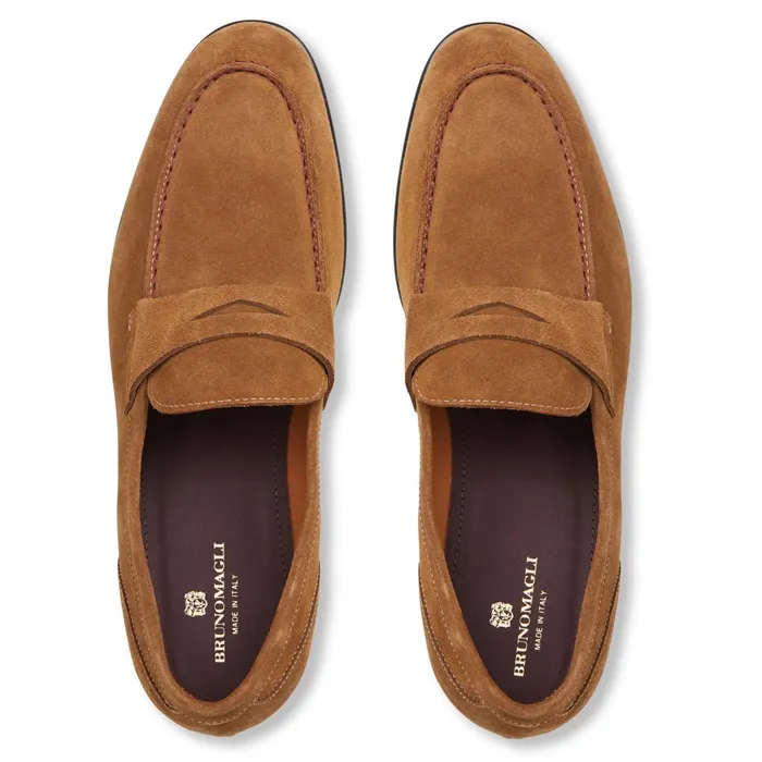 Bruno Magli Silas Suede Loafer 8211 Cognac Men Casual Shoes