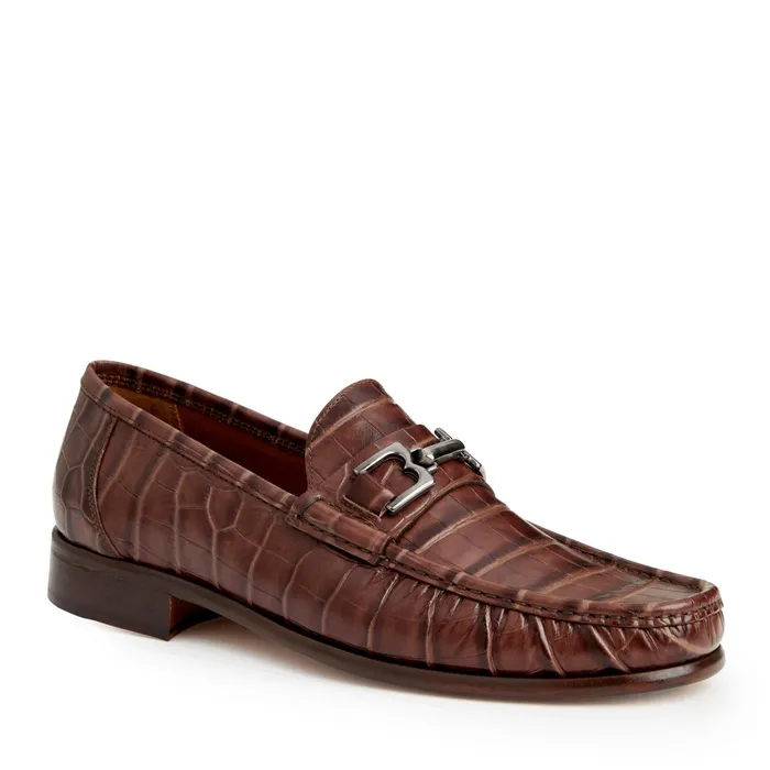 Bruno Magli Trieste Classic Moccasin Brown Croc Men Loafers and Slipons