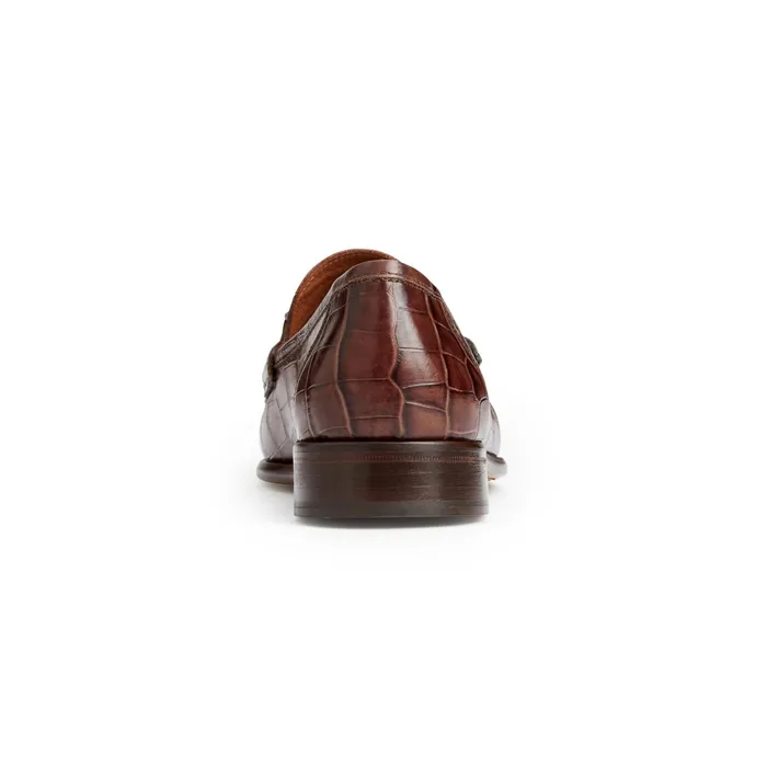 Bruno Magli Trieste Classic Moccasin Brown Croc Men Loafers and Slipons
