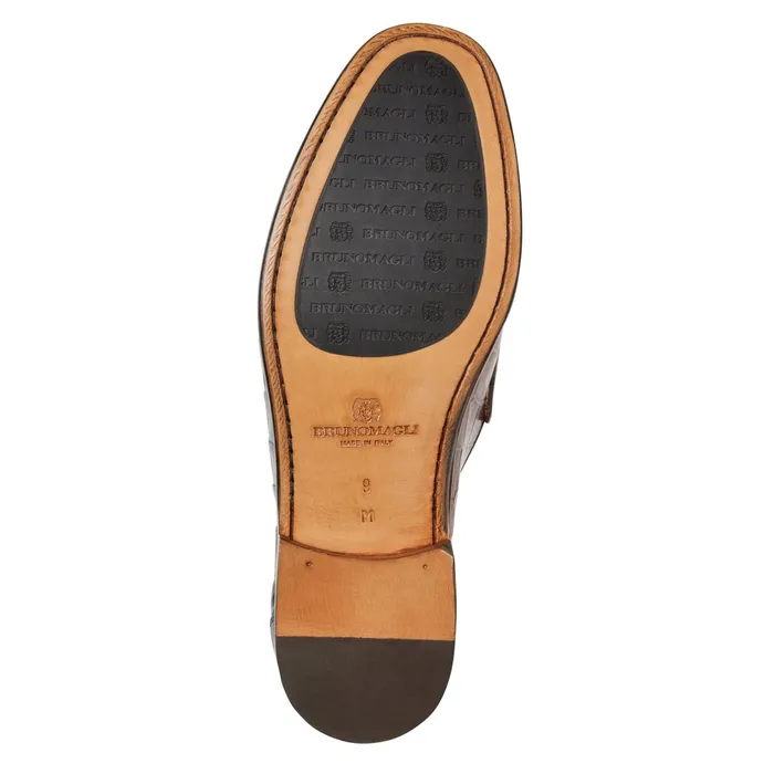 Bruno Magli Trieste Classic Moccasin Brown Croc Men Loafers and Slipons