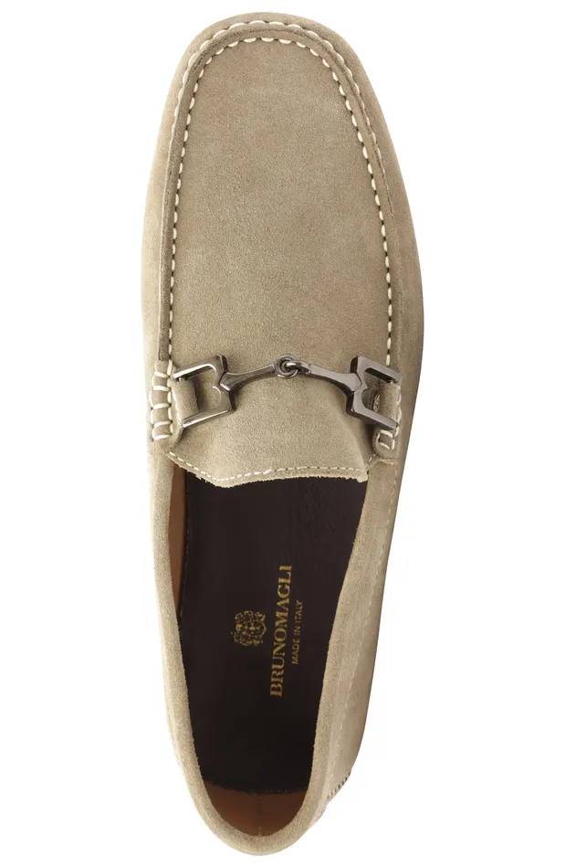 Bruno Magli Xander Suede Driving Moccasin 8211 Taupe Men Loafers and Slipons