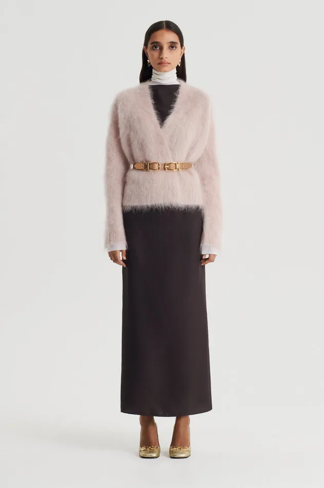 BRUSHED MOHAIR WRAP CARDIGAN MINK Women Knitwear Scanlan Theodore