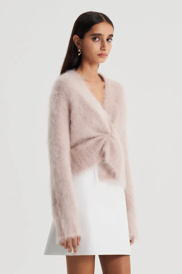 BRUSHED MOHAIR WRAP CARDIGAN MINK Women Knitwear Scanlan Theodore BRUSHED MOHAIR WRAP CARDIGAN MINK Women Knitwear Scanlan Theodore