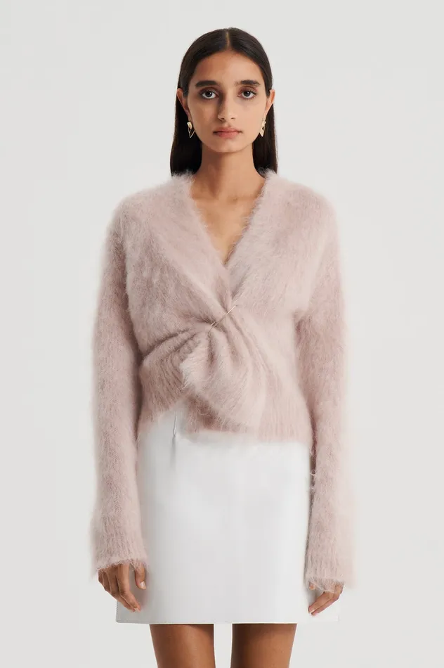 BRUSHED MOHAIR WRAP CARDIGAN MINK Women Knitwear Scanlan Theodore BRUSHED MOHAIR WRAP CARDIGAN MINK Women Knitwear Scanlan Theodore