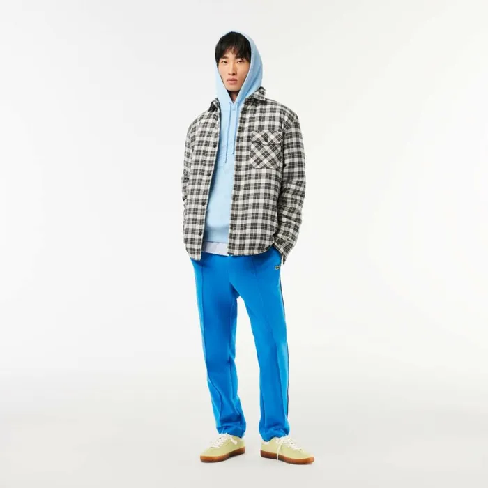 Button Down Shirts Men Lacoste Men039s Checked Overshirt With Quilted Lining Black White Kbr