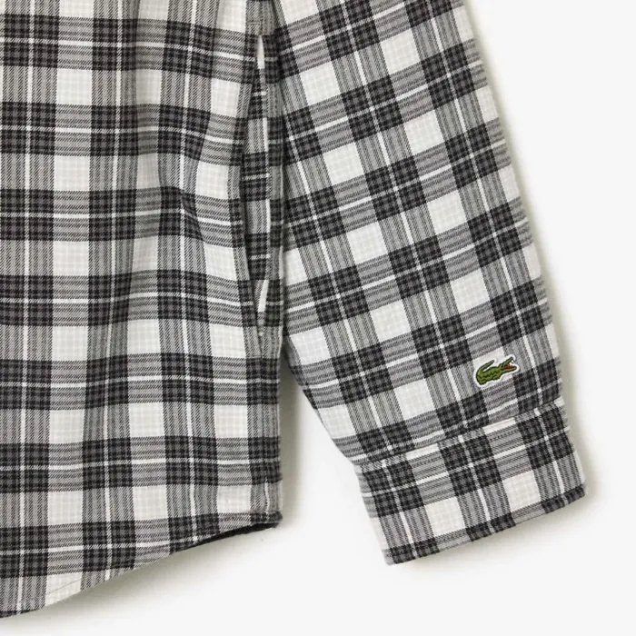 Button Down Shirts Men Lacoste Men039s Checked Overshirt With Quilted Lining Black White Kbr
