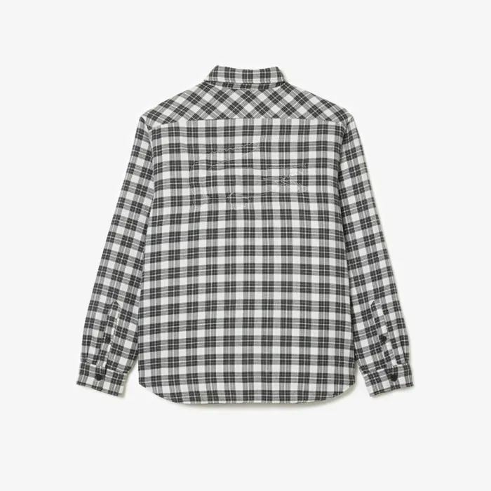 Button Down Shirts Men Lacoste Men039s Checked Overshirt With Quilted Lining Black White Kbr