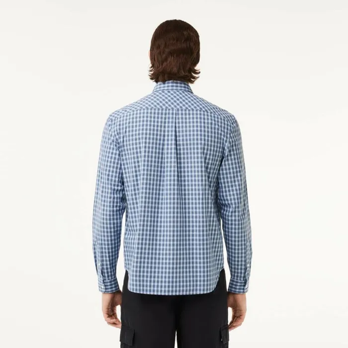 Button Down Shirts Men Lacoste Men039s Checked Poplin Shirt Blue White Ir8