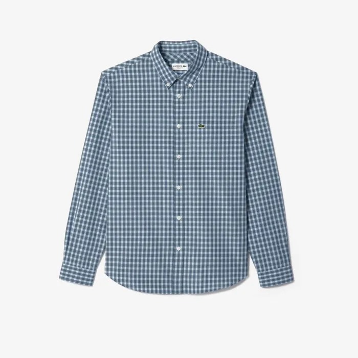 Button Down Shirts Men Lacoste Men039s Checked Poplin Shirt Blue White Ir8