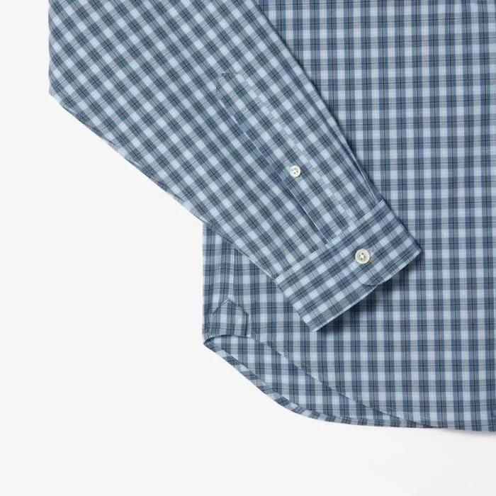 Button Down Shirts Men Lacoste Men039s Checked Poplin Shirt Blue White Ir8