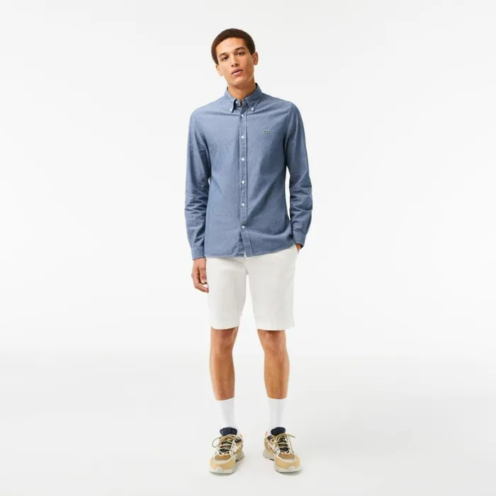 Button Down Shirts Men Lacoste Men039s Slim Fit Cotton Chambray Shirt Blue Cdz