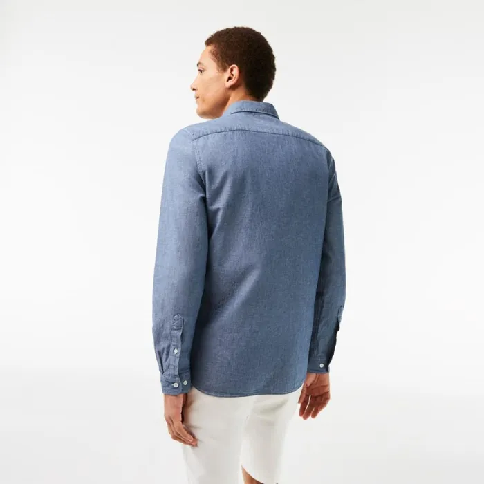 Button Down Shirts Men Lacoste Men039s Slim Fit Cotton Chambray Shirt Blue Cdz