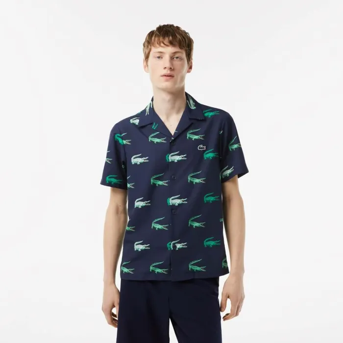 Button Down Shirts Men Lacoste Mens Printed ShortSleeved Golf Shirt Navy Blue 166 Button Down Shirts Men Lacoste Mens Printed ShortSleeved Golf Shirt Navy Blue 166