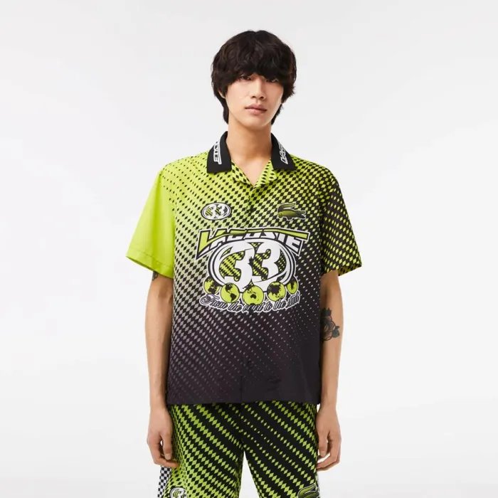 Button Down Shirts Men Lacoste Mens Short Sleeve Ombr Checkerboard Print Shirt Yellow Black G65 Button Down Shirts Men Lacoste Mens Short Sleeve Ombr Checkerboard Print Shirt Yellow Black G65