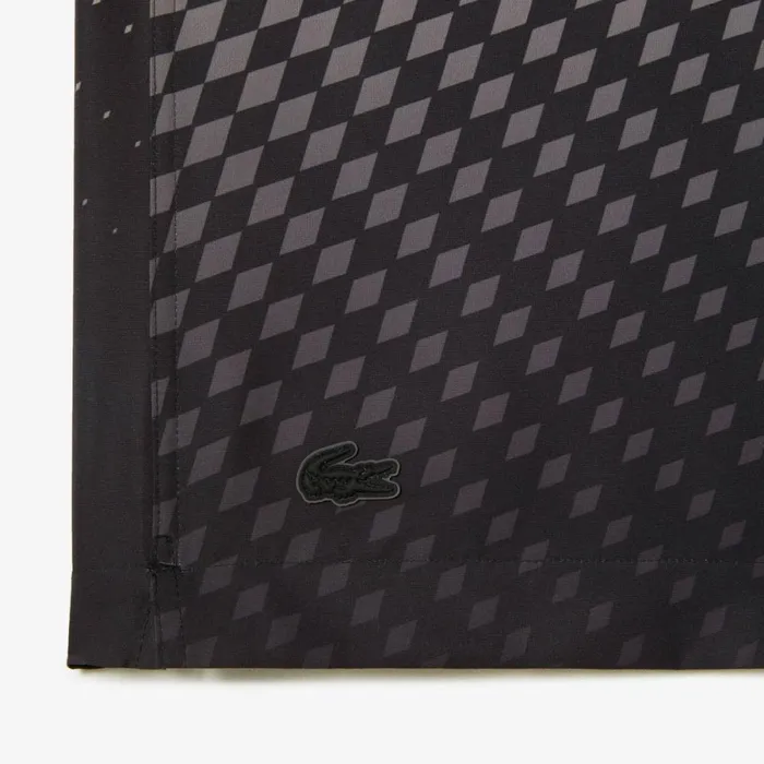 Button Down Shirts Men Lacoste Mens Short Sleeve Ombr Checkerboard Print Shirt Yellow Black G65