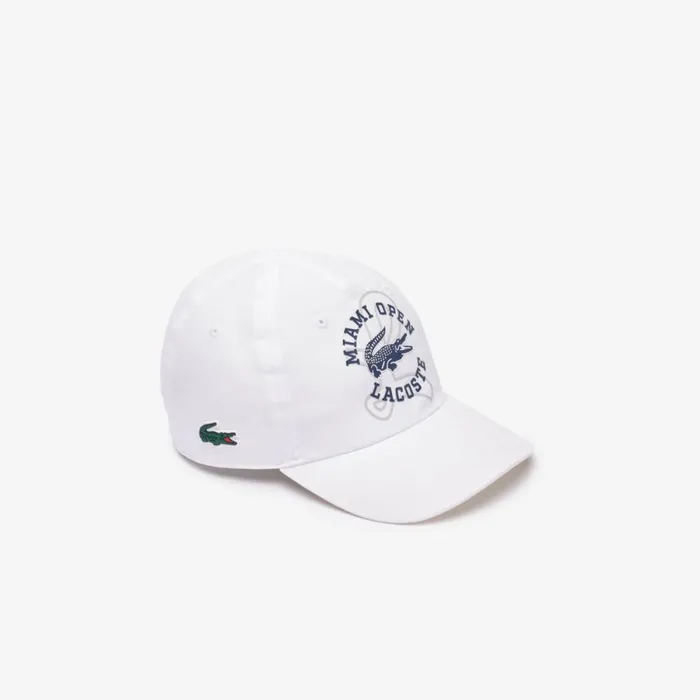 Caps and Hats MenWomen Lacoste Unisex Miami Open Edition Lightweight Tennis Cap White 001