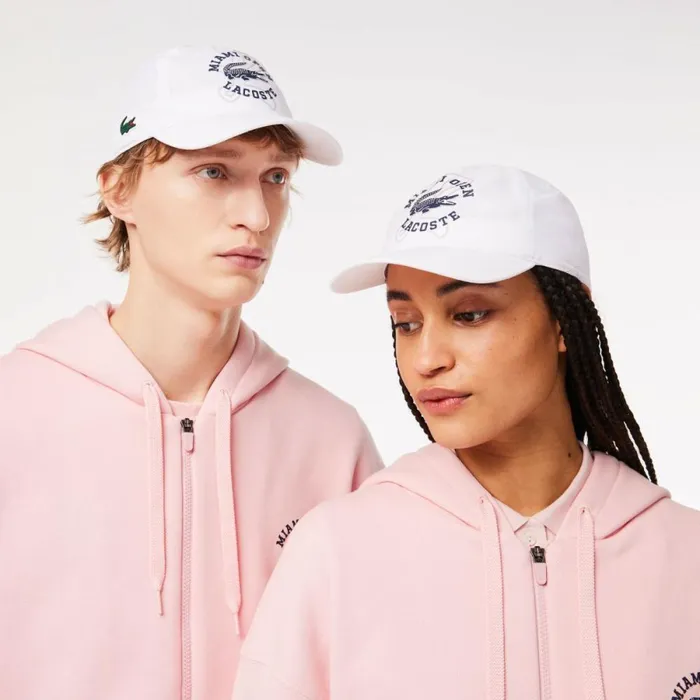 Caps and Hats MenWomen Lacoste Unisex Miami Open Edition Lightweight Tennis Cap White 001