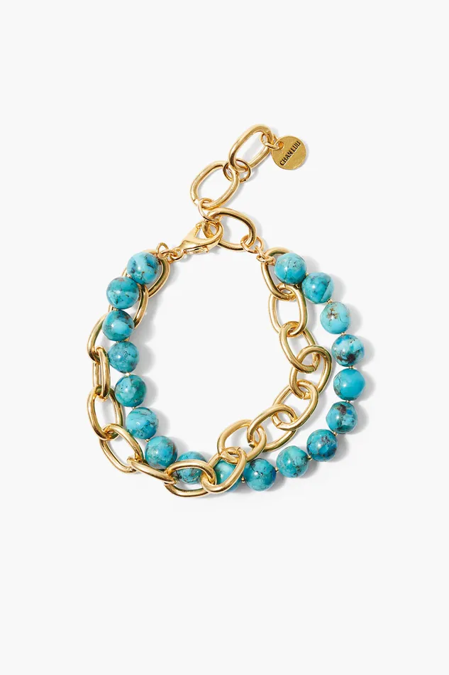Chan Luu Bracelets Esme Chain Bracelet Turquoise 8211 Women