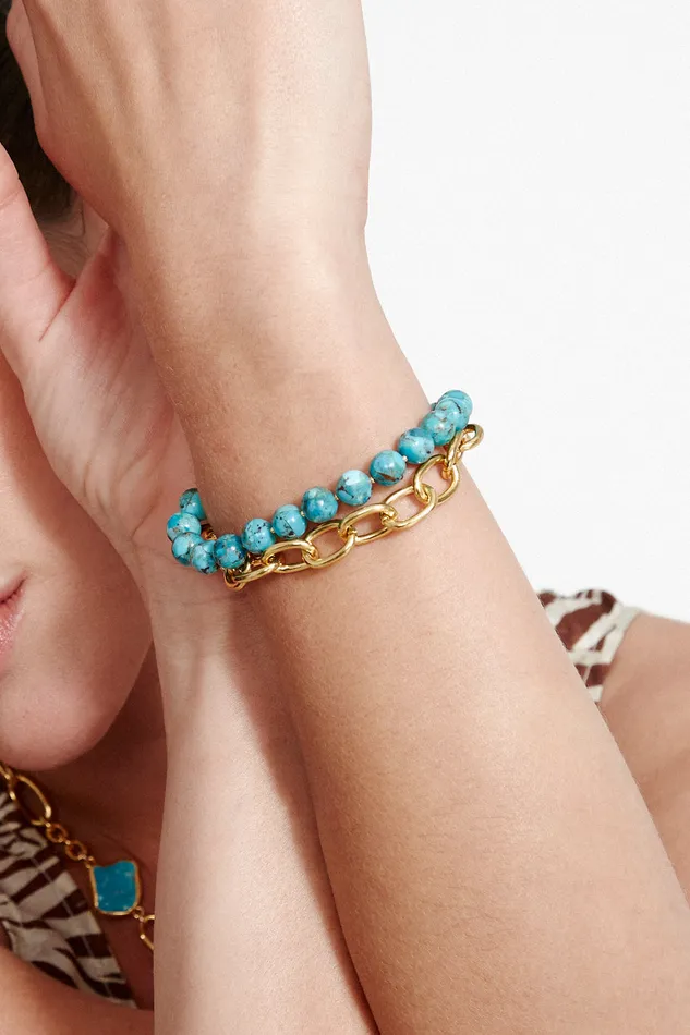 Chan Luu Bracelets Esme Chain Bracelet Turquoise 8211 Women