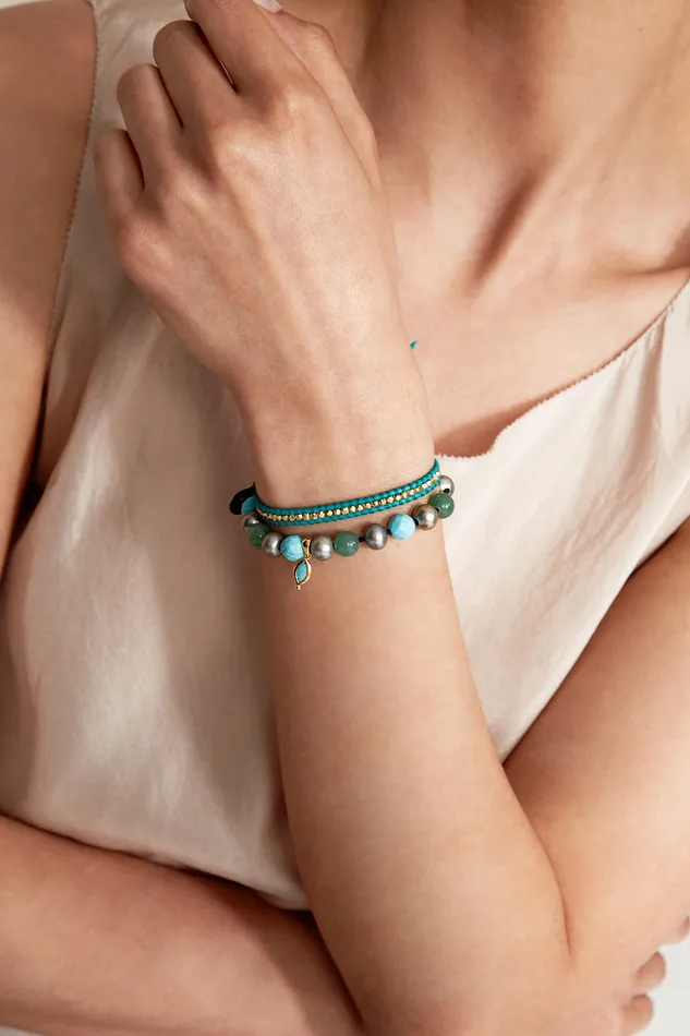 Chan Luu Bracelets Indira Wrap Bracelet Turquoise Mix 8211 Women