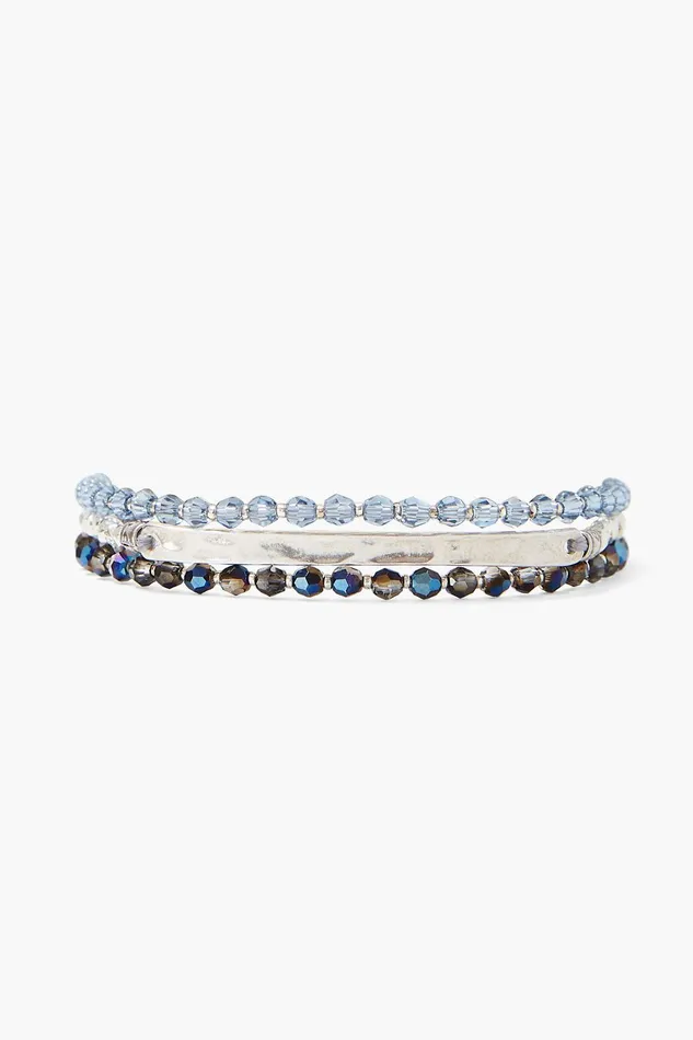 Chan Luu Bracelets Silver Bar Triple Naked Wrap Bracelet Blue Crystal Mix 8211 Women