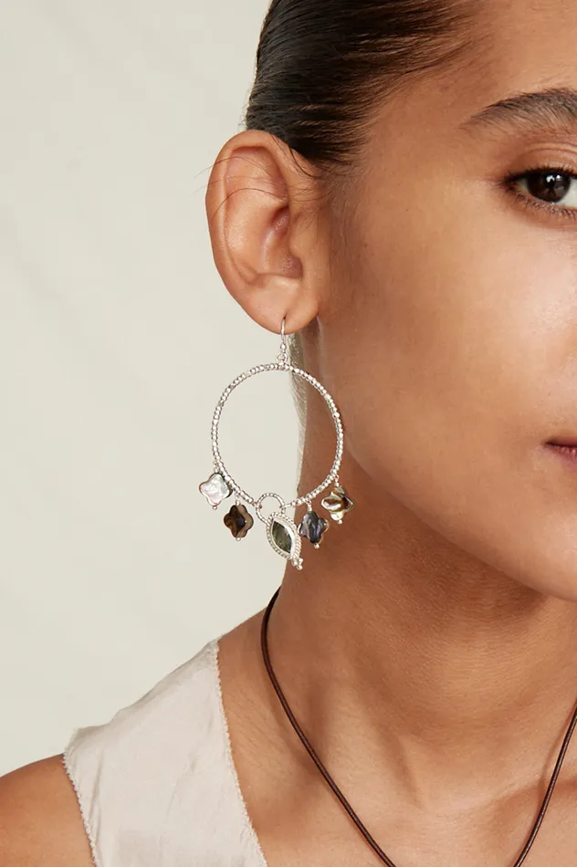 Chan Luu Earrings Clover Hoop Earrings Abalone Mix 8211 Women