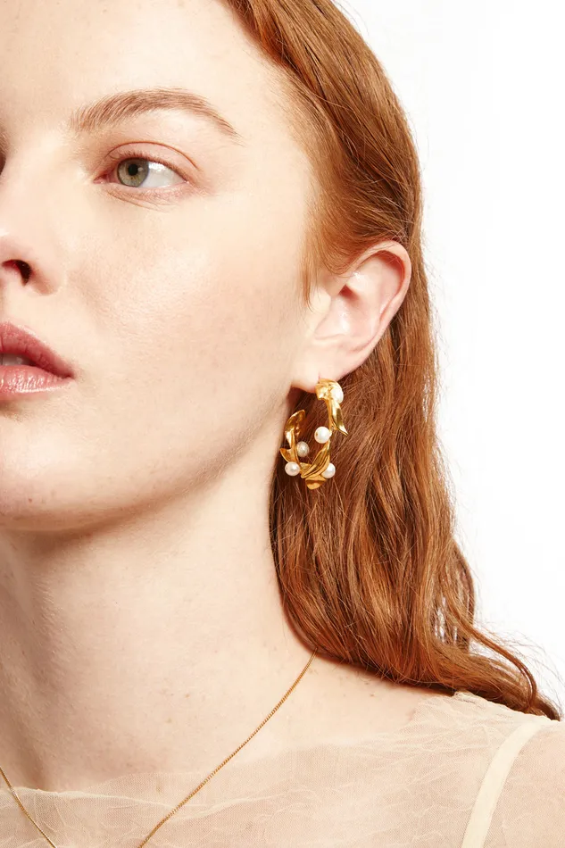 Chan Luu Earrings Olive Branch Hoop Earrings Maxi Gold 8211 Women
