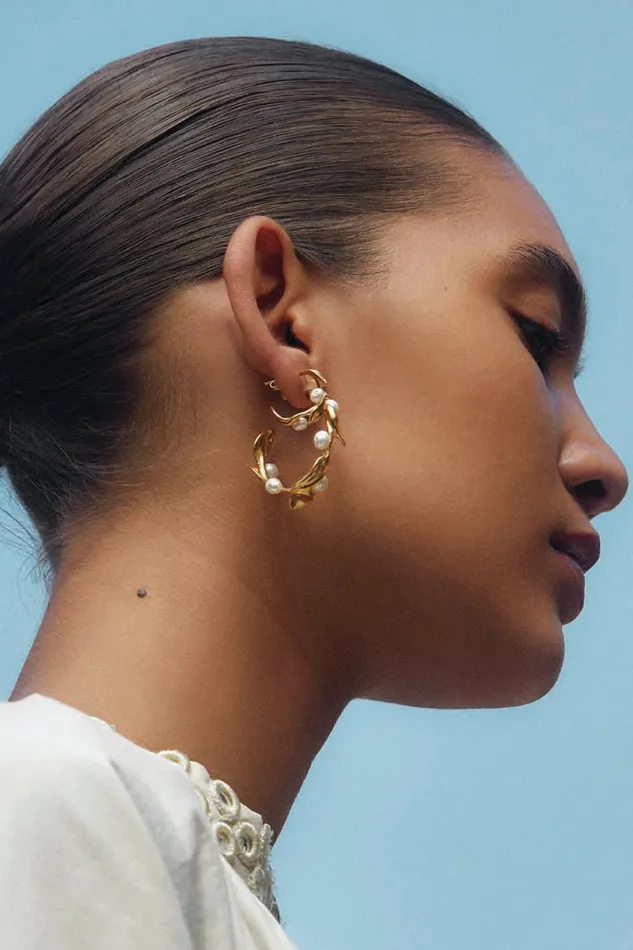 Chan Luu Earrings Olive Branch Hoop Earrings Maxi Gold 8211 Women