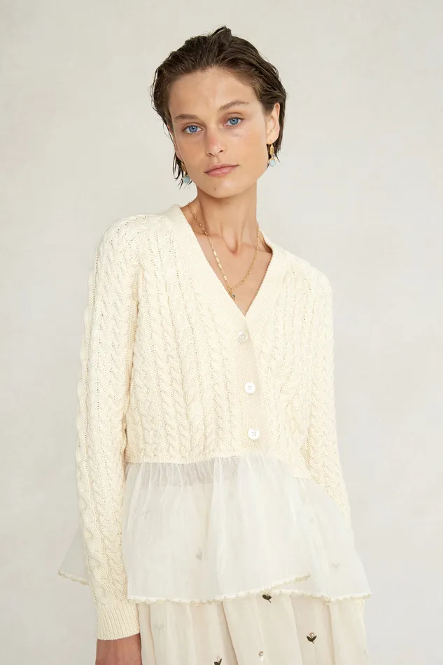 Chan Luu Knitwear Rebecca Cardigan Antique White 8211 Women