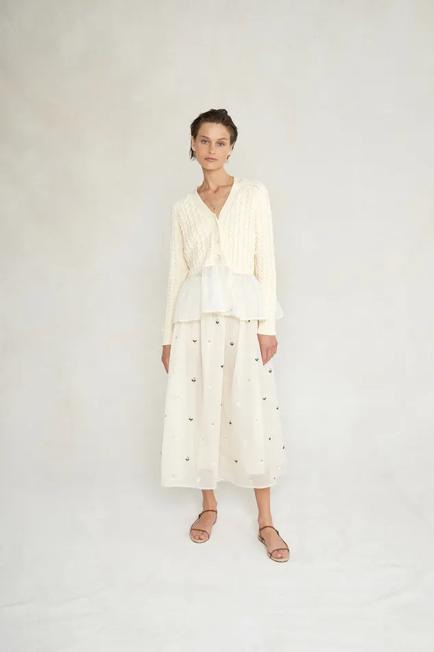 Chan Luu Knitwear Rebecca Cardigan Antique White 8211 Women