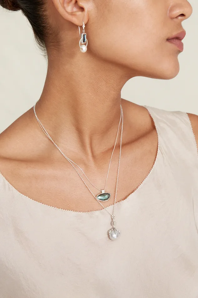 Chan Luu Necklaces Lark Pendant Necklace Grey Pearl 8211 Women