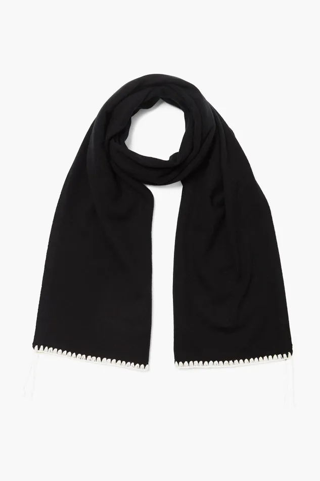 Chan Luu Scarves Blanket Stitch Scarf Black 8211 Women