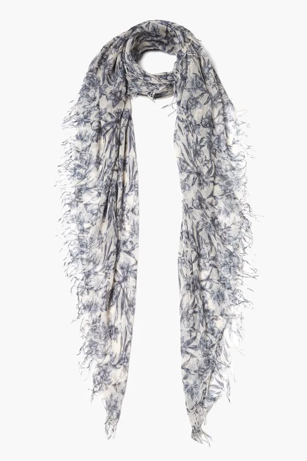 Chan Luu Scarves Cashmere And Silk Scarf Estate Blue Vintage Floral 8211 Women