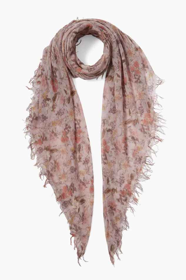 Chan Luu Scarves Cashmere And Silk Scarf Mauve Chalk Floral 8211 Women