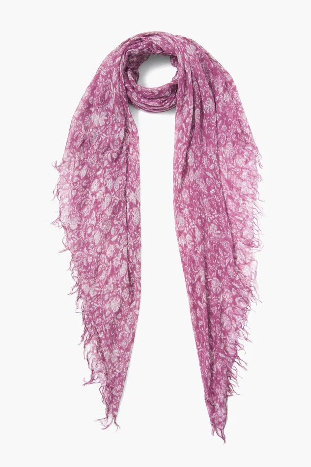Chan Luu Scarves Cashmere And Silk Scarf Mulberry Dahlia Floral 8211 Women