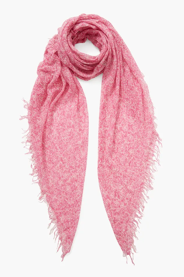 Chan Luu Scarves Cashmere And Silk Scarf Pink Hibiscus Floral 8211 Women