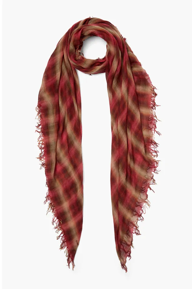 Chan Luu Scarves Cashmere And Silk Scarf Savvy Red Sapphire Plaid 8211 Women